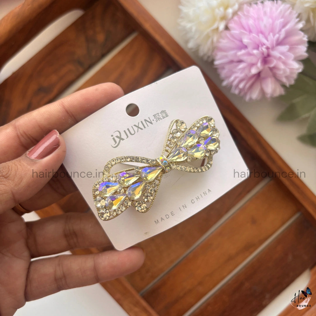 Crystal Luxe Bow Center Clip