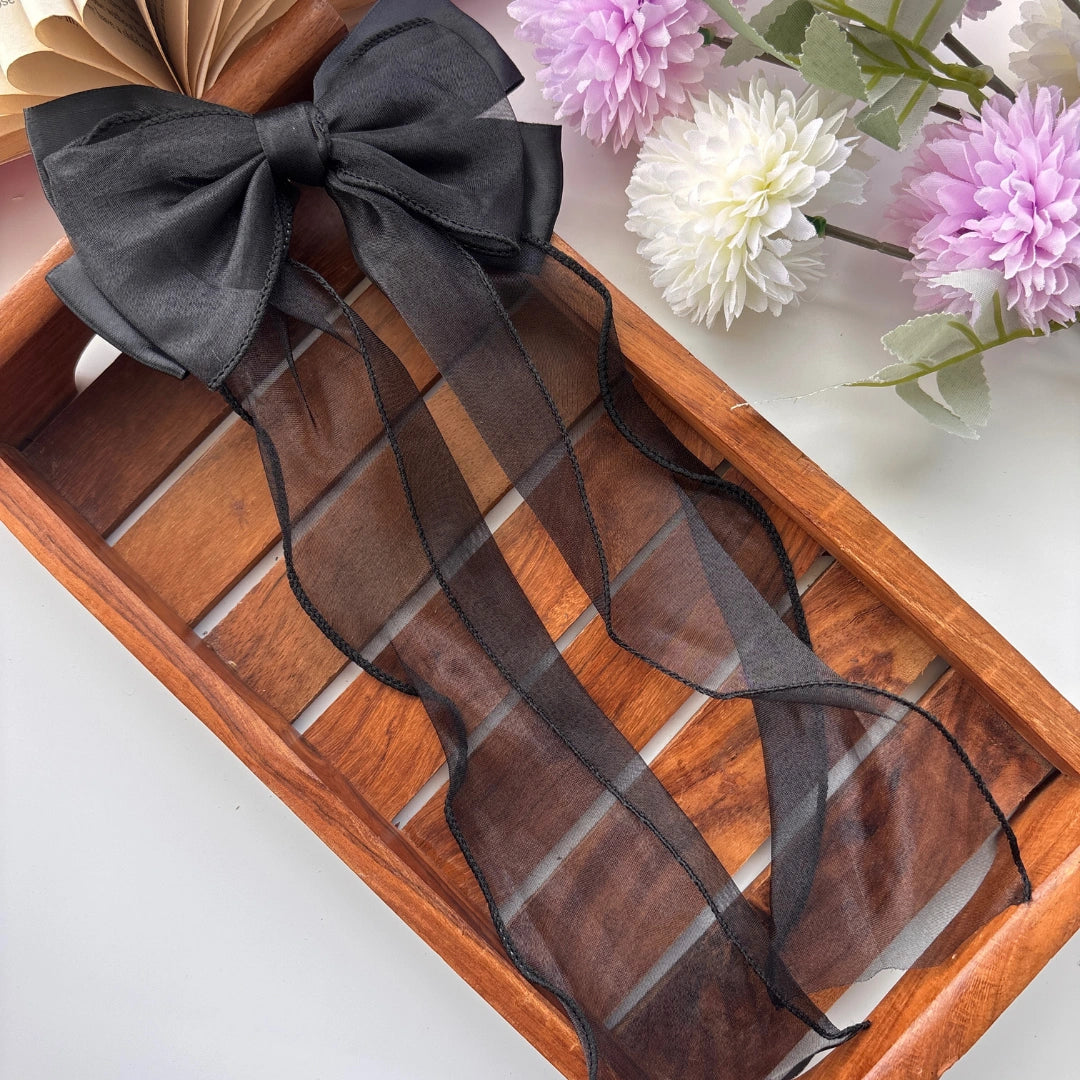 Sheer Elegance Long Tail Bow Clip