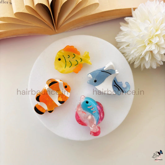 Cute Ocean Fish Mini Hair Claw Combo – Pack of 4