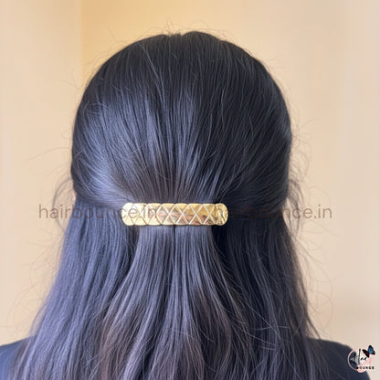 Luxe Quilted Metallic Hair Barrette – Classic Shine Edition