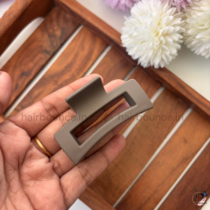 Matte Neutral Rectangle Cut Hair Claw – Medium