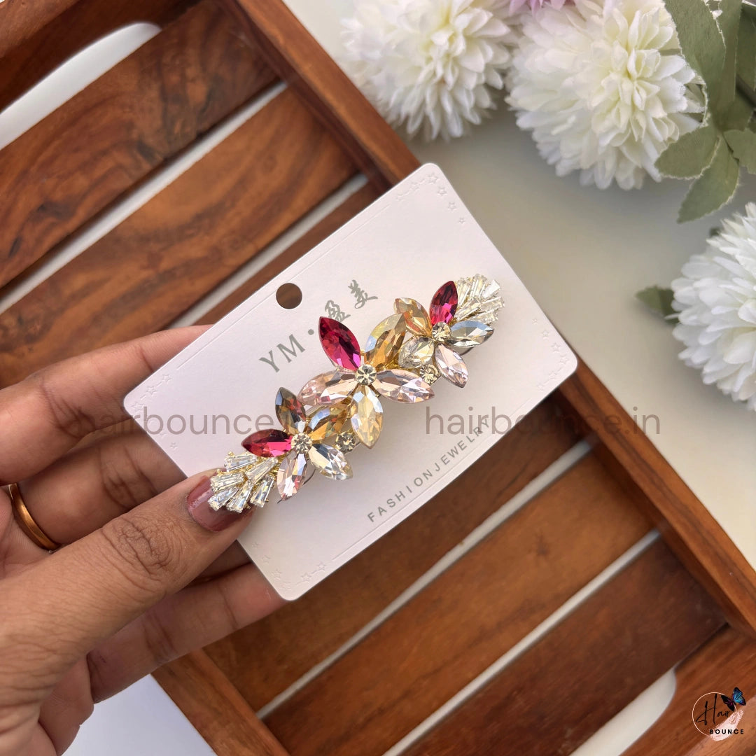 Radiant Petal Crystal Center Hair Clip