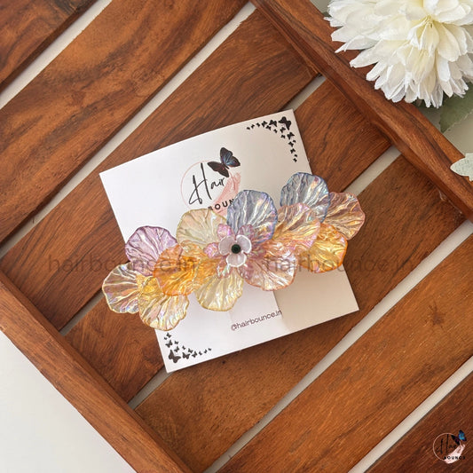Iridescent Floral Hair Barrette – Assorted Colours