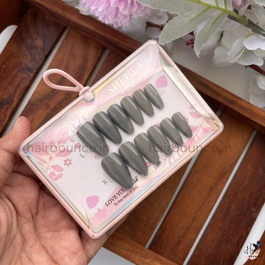 Glossy Solid Color Press-On Nails – Reusable Full Cover Nail Tips