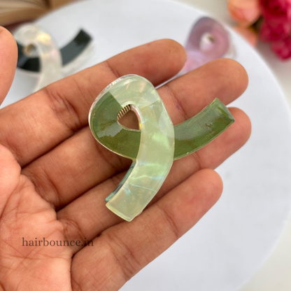 Dual Colour Marble Finish Hair Claw - Medium