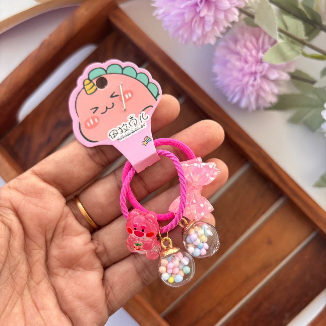 Candy Bead & Bow Hair Tie