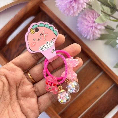 Candy Bead & Bow Hair Tie