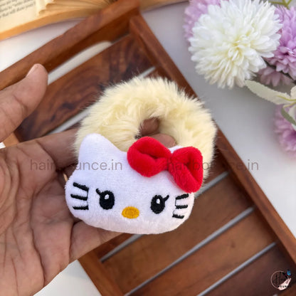 Cute Kitty Fluffy Hair Scrunchie with Bow