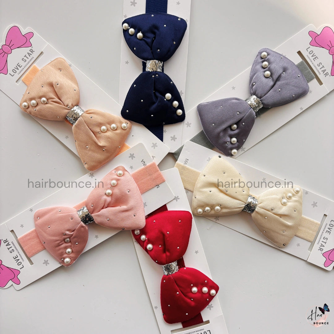 Pearl Bow Newborn Headband