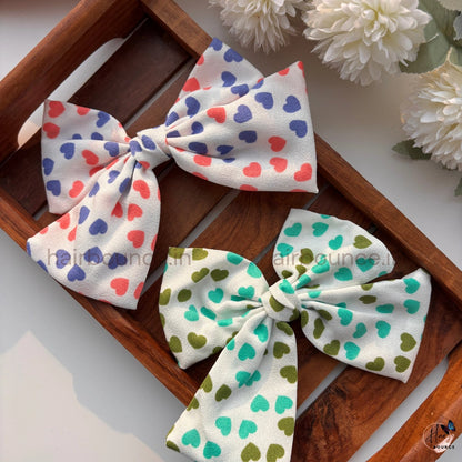 Sweet Heart Print Bow Hair Clip