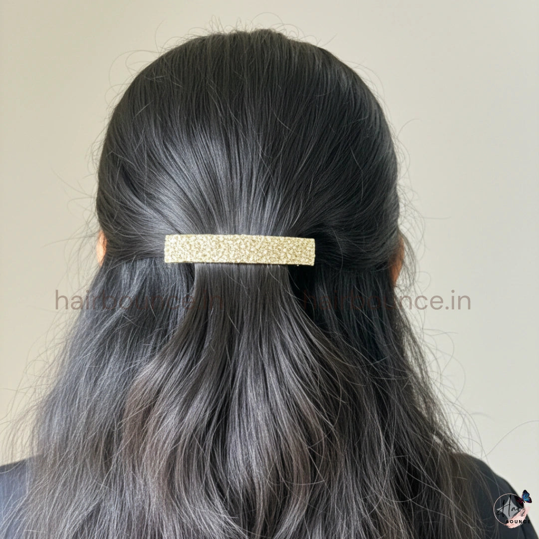 Nova Sparkle Textured Rectangle Barrette – Festive Glam Collection