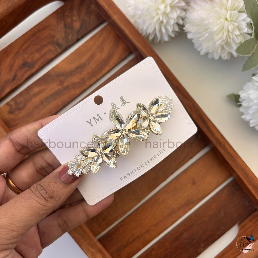 Radiant Petal Crystal Center Hair Clip