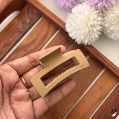 Matte Neutral Rectangle Cut Hair Claw – Medium