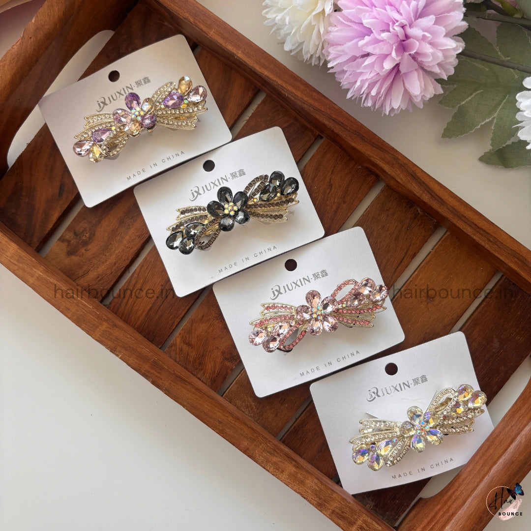 Radiant Bloom Crystal Center Clip