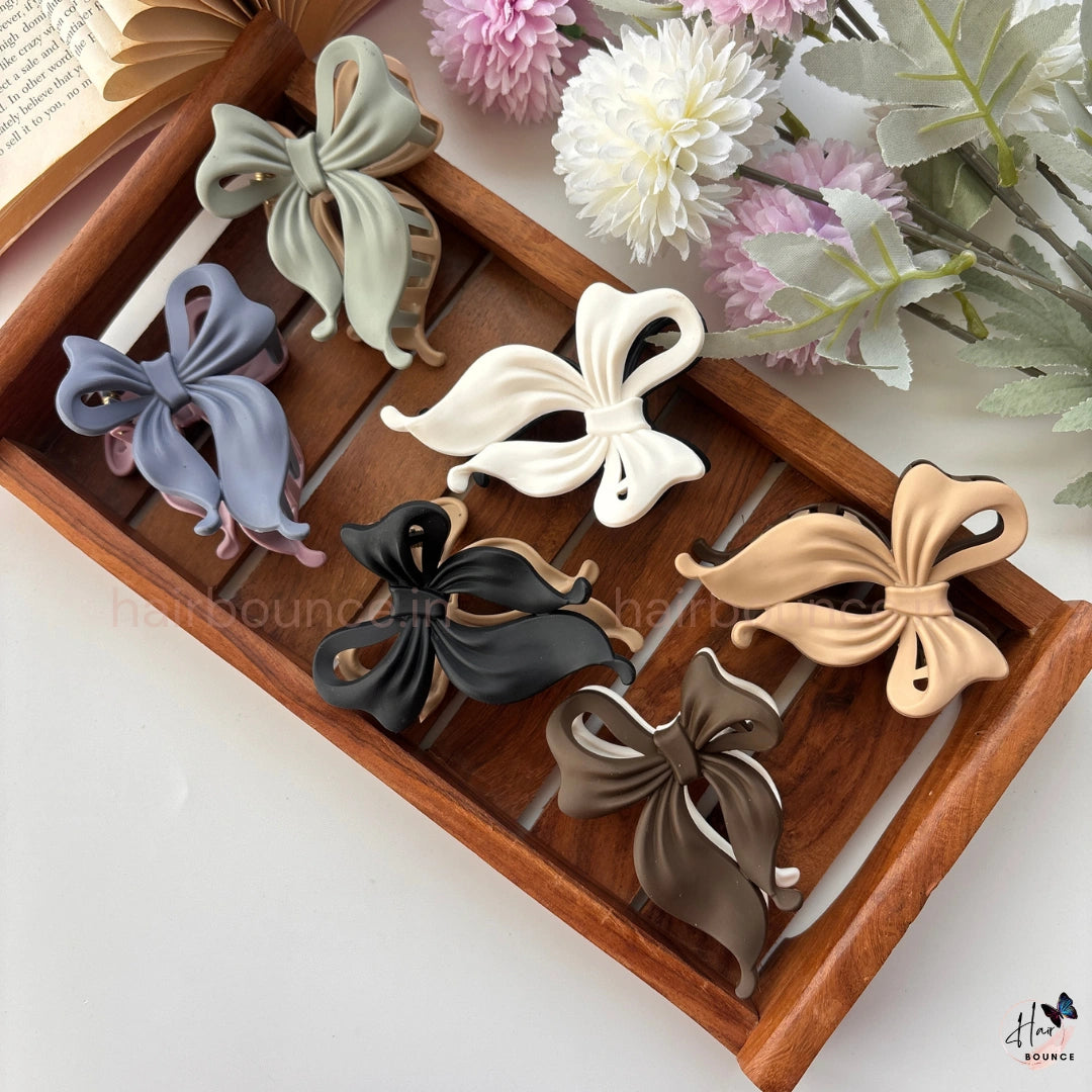 Dual Tone Luxe Bow Hair Claw – Large