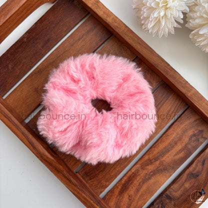 Fluffy Faux Fur Hair Scrunchie – Soft Plush Elastic Hair Tie