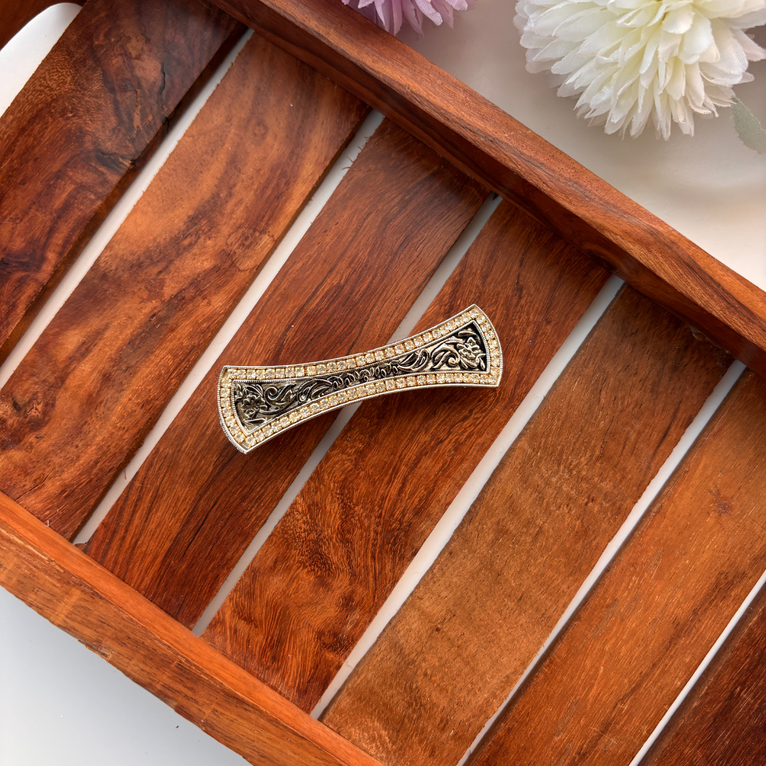 Antique Floral Bow Hair Clip