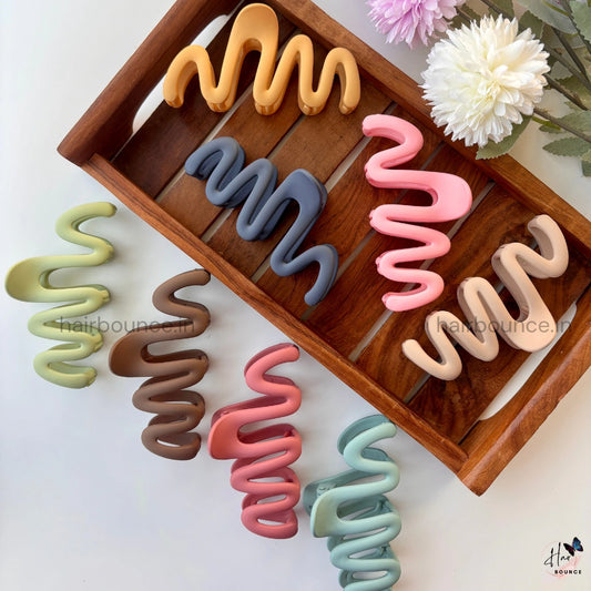 Colourful Zig Zag Smooth Matte Finish Hair Claw