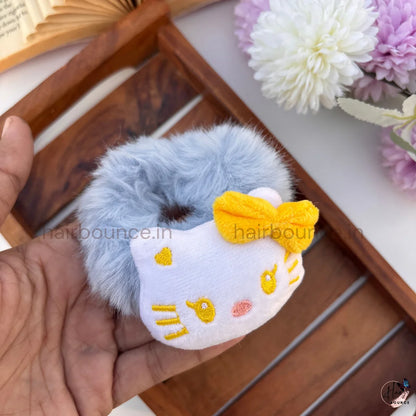 Cute Kitty Fluffy Hair Scrunchie with Bow