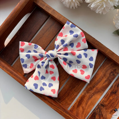Sweet Heart Print Bow Hair Clip