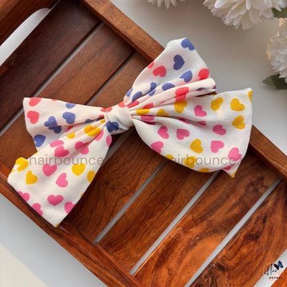 Sweet Heart Print Bow Hair Clip