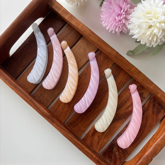 Pastel Swirl Curve Banana Clip - Medium