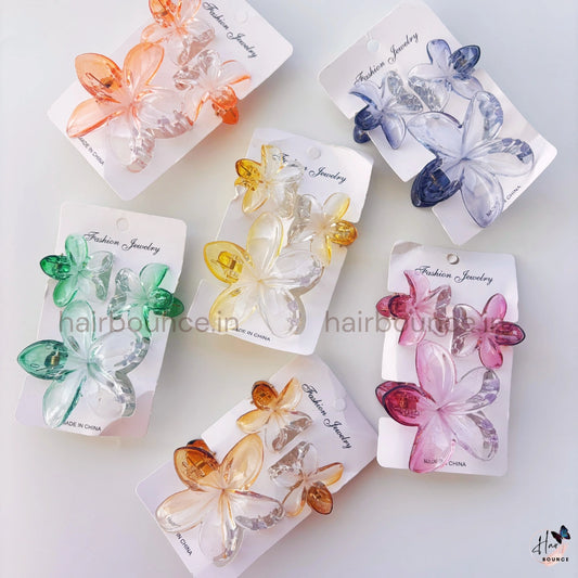 Dual Tone Crystal Blossom Hair Claw – Set of 3