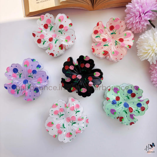 Berry Bloom Floral Hair Claw Clip – Large