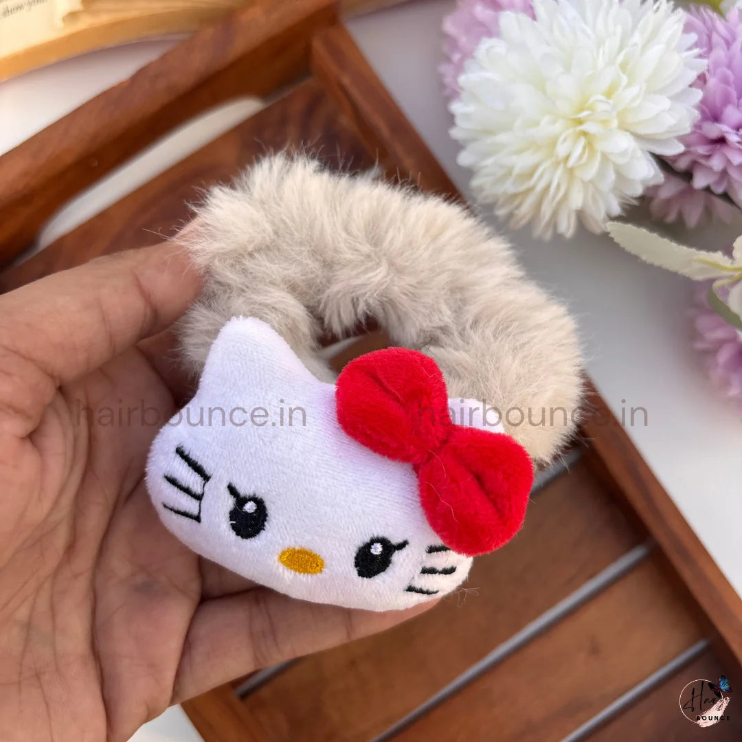 Cute Kitty Fluffy Hair Scrunchie with Bow