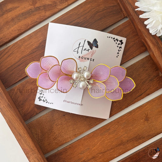 Lilac Pearl Floral Hair Barrette