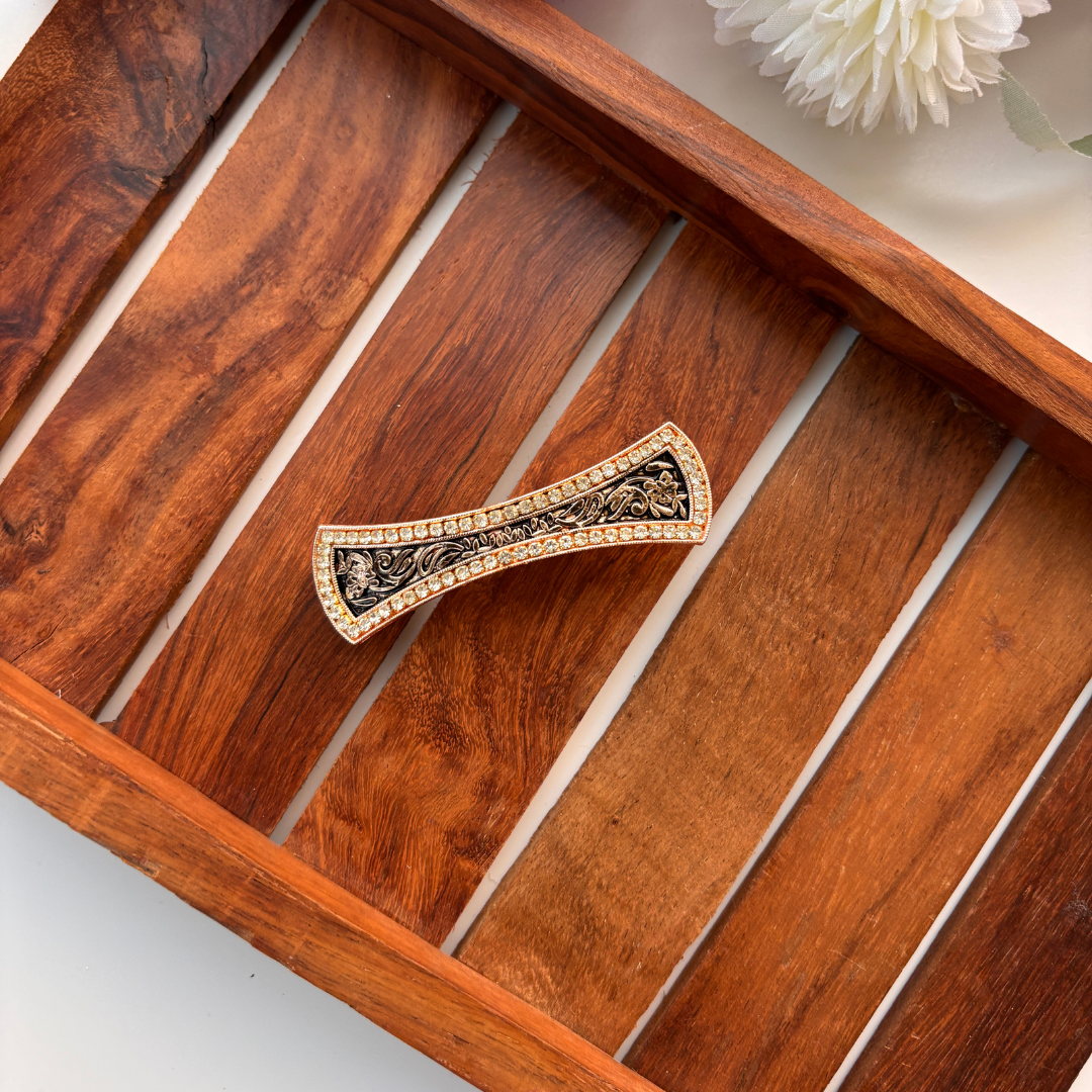 Antique Floral Bow Hair Clip