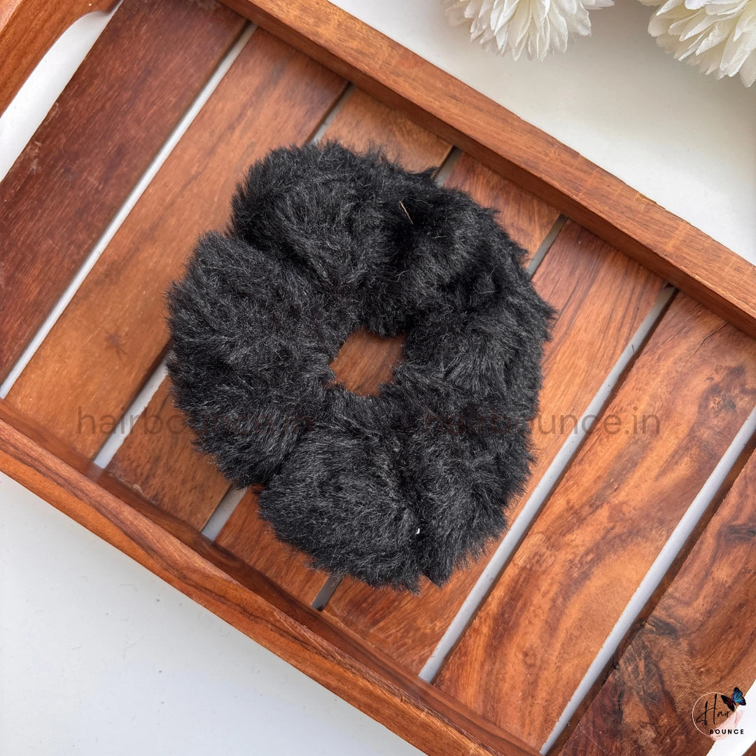 Fluffy Faux Fur Hair Scrunchie – Soft Plush Elastic Hair Tie