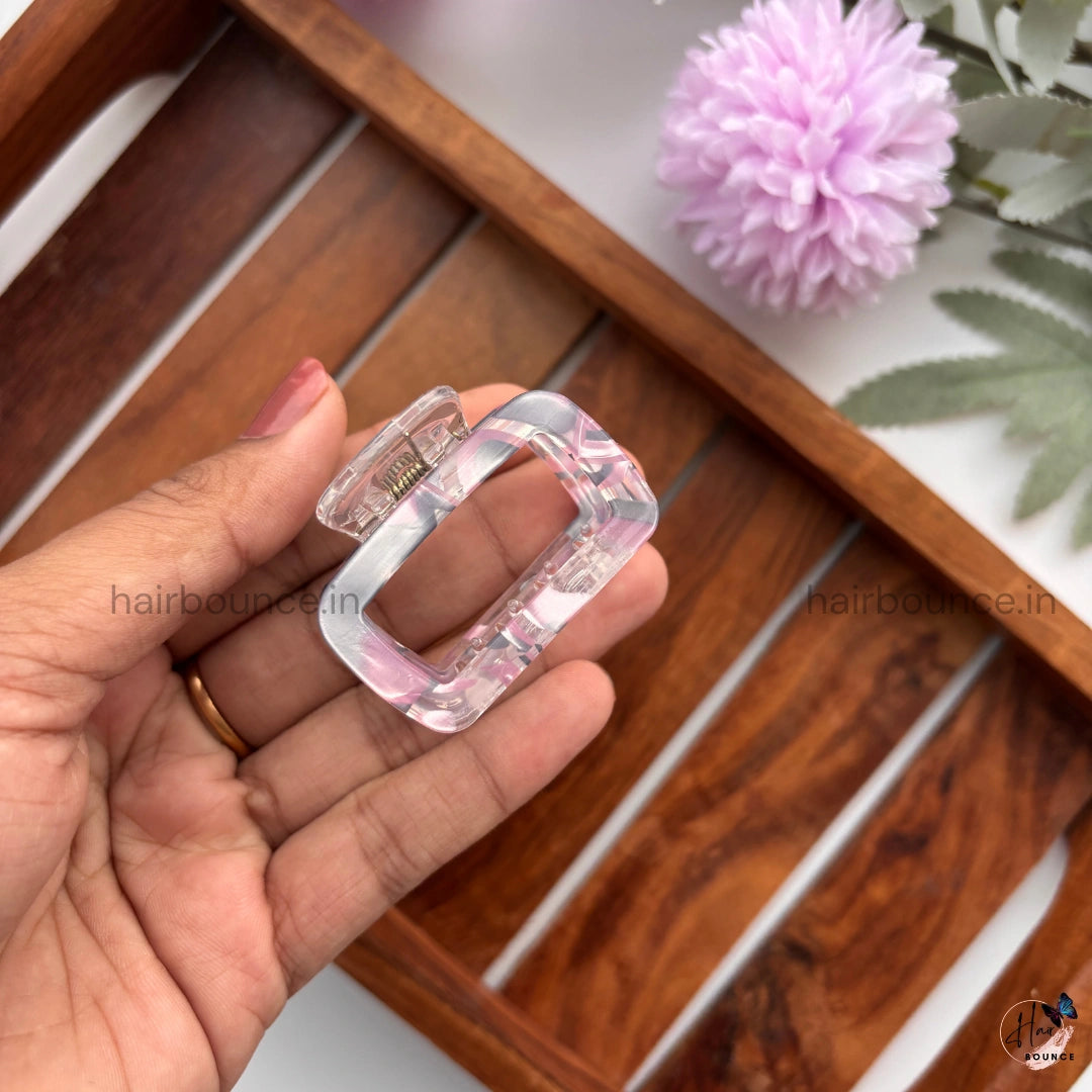 Marble Finish Square Hair Claw - Medium