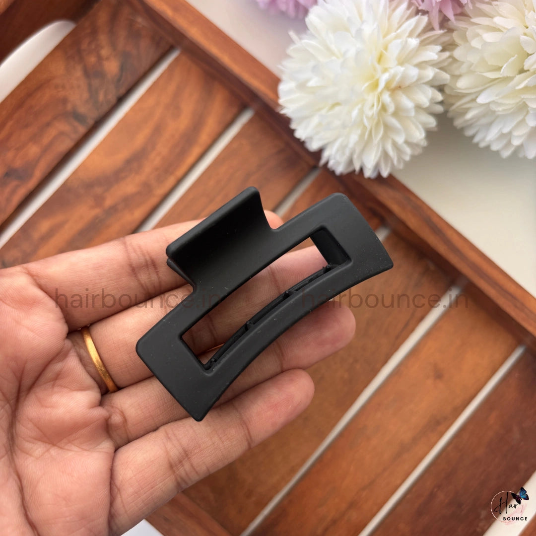 Matte Neutral Rectangle Cut Hair Claw – Medium
