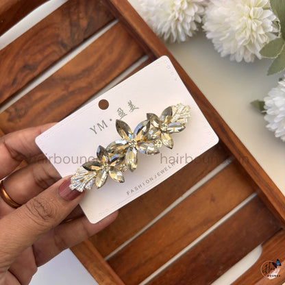 Radiant Petal Crystal Center Hair Clip