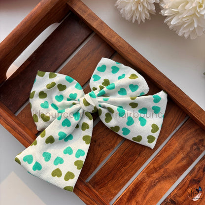 Sweet Heart Print Bow Hair Clip