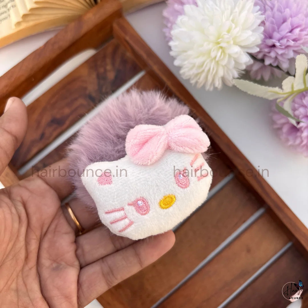 Cute Kitty Fluffy Hair Scrunchie with Bow