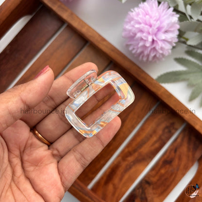 Marble Finish Square Hair Claw - Medium