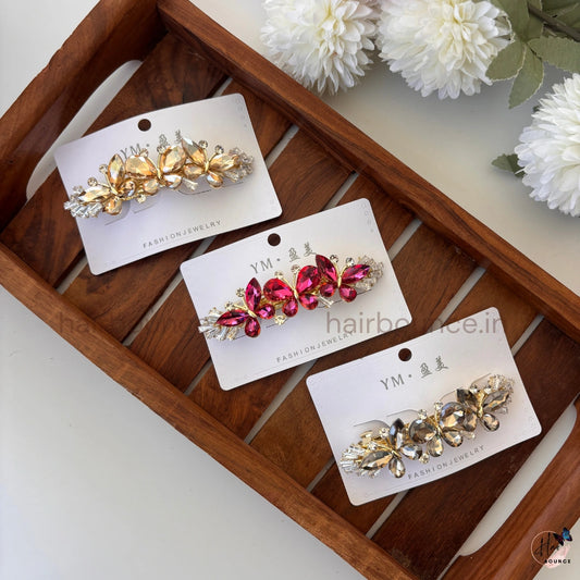 Crystal Butterfly Bloom Center Hair Clip