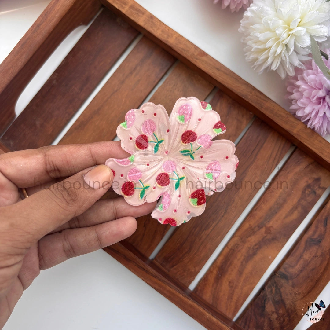 Berry Bloom Floral Hair Claw Clip – Large