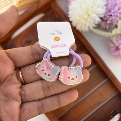 Cute Pastel Cartoon Hair Rubber Bands for Girls - Pack of 5