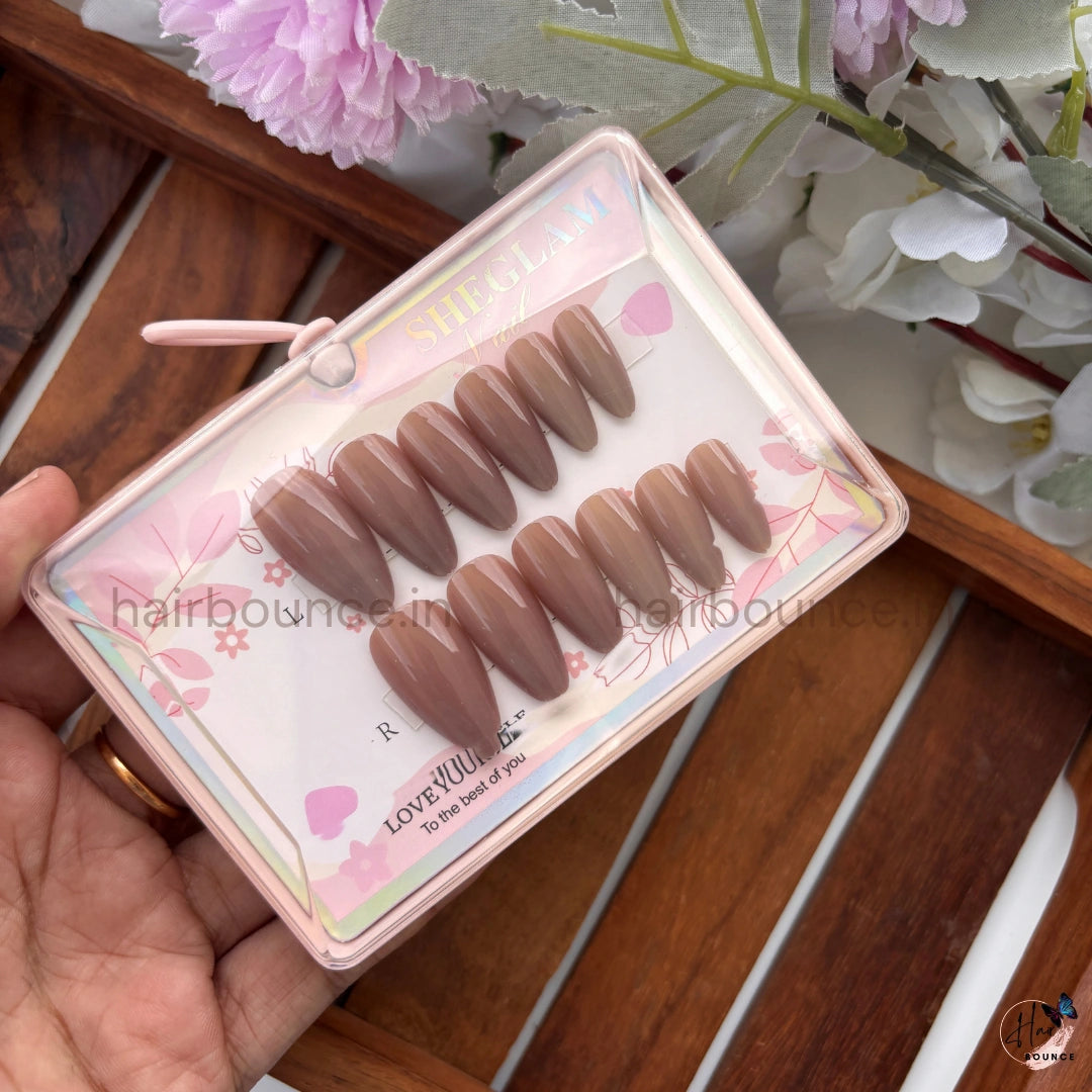 Glossy Solid Color Press-On Nails – Reusable Full Cover Nail Tips