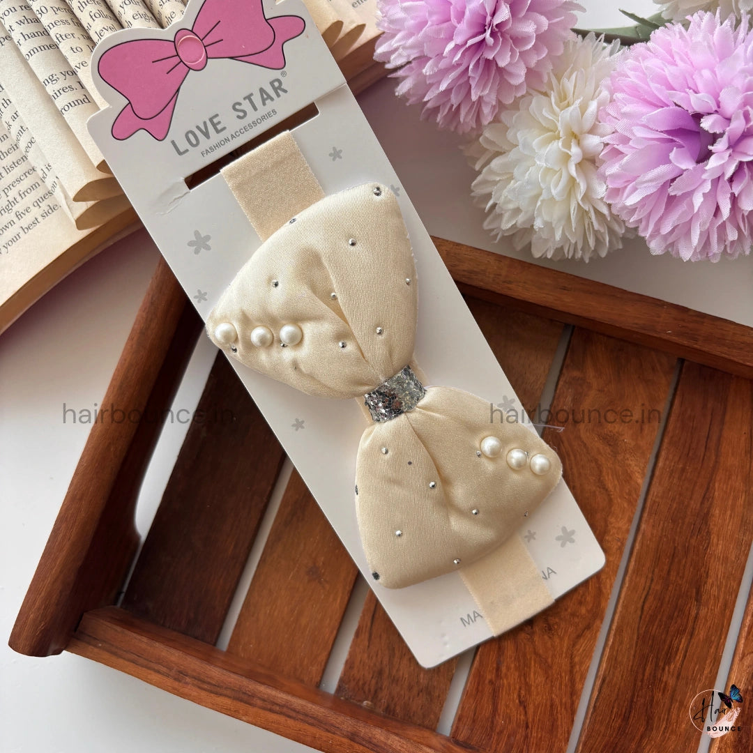 Pearl Bow Newborn Headband