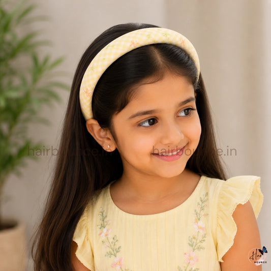 Pastel Gingham Padded Headband for Women & Girls