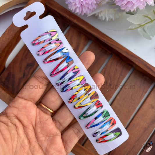 Cosmic Pop Printed Tic Tac Hair Clips – Pack of 12 / Small