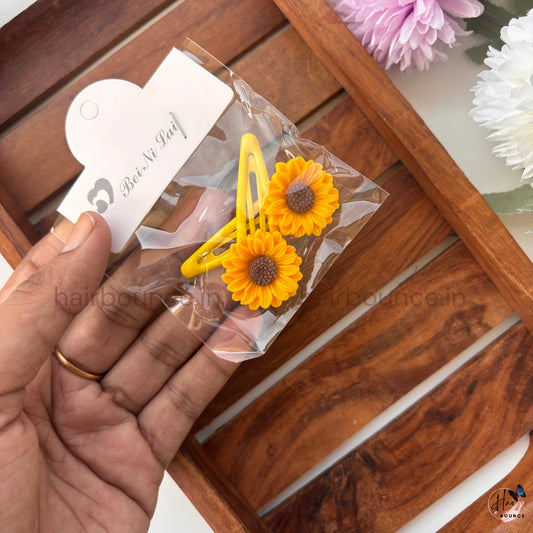 Sunflower Snap Hair Clips Set