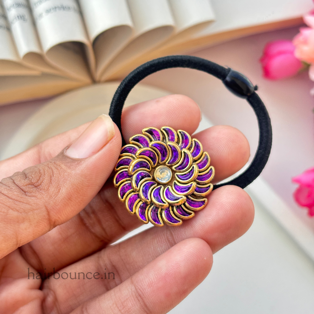 Purple Moon Circle Kundan Hair Band