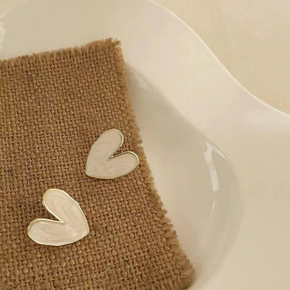 White Heart Earrings