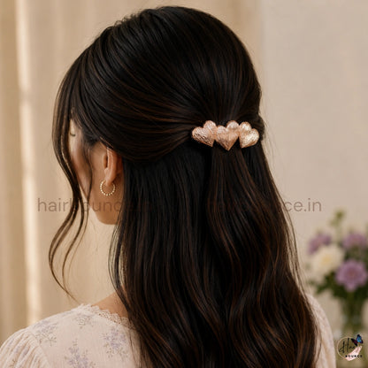 Triple Heart Metallic Center Hair Clip