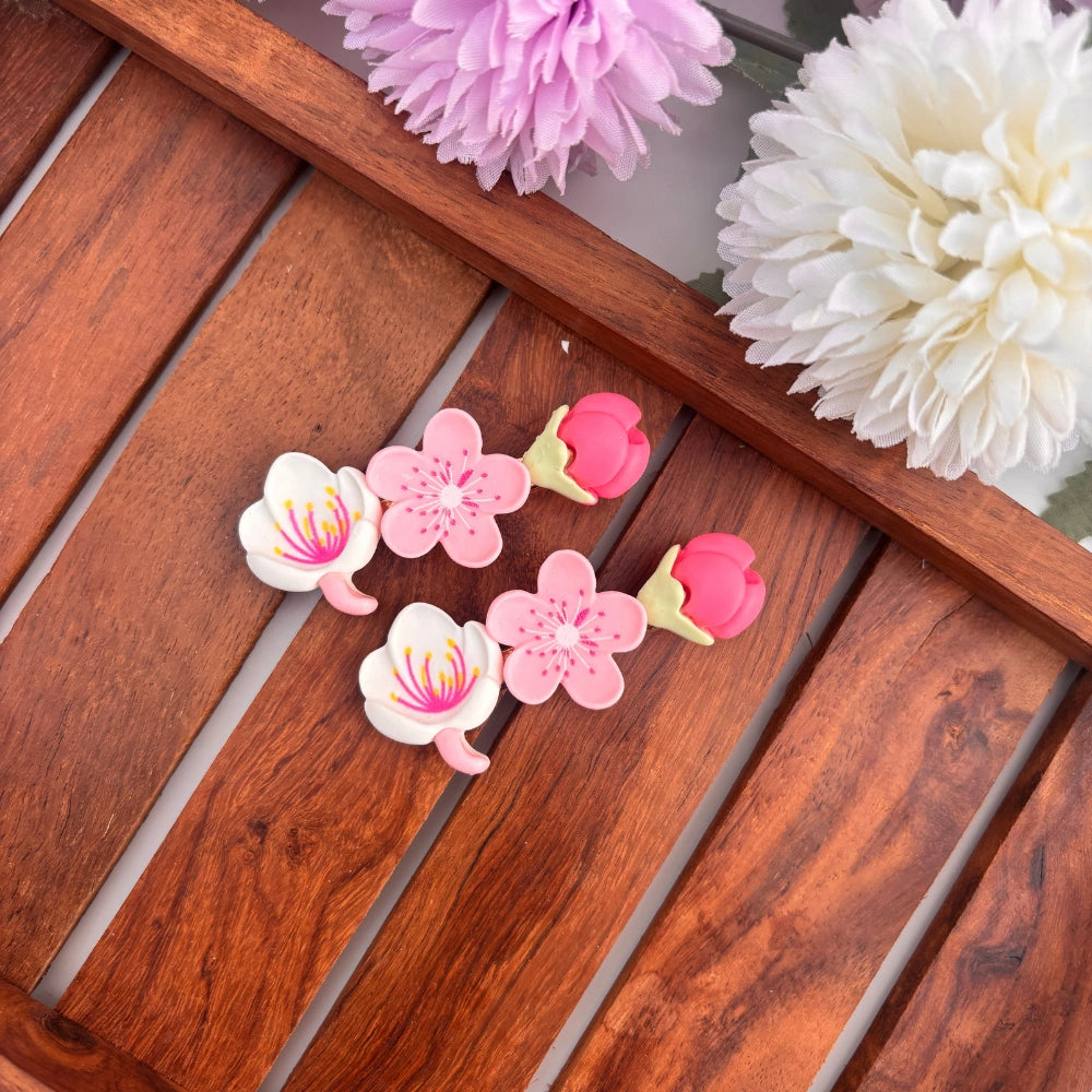 Ceramic Flower Alligator Clip - Set of 2